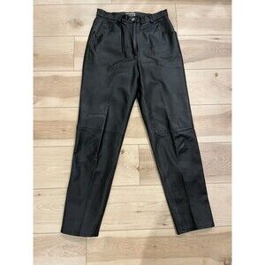 FORENZA Sz 10 (28" x28") Vintage LEATHER STRAIGHT LEG PANTS SIZE Black Lined